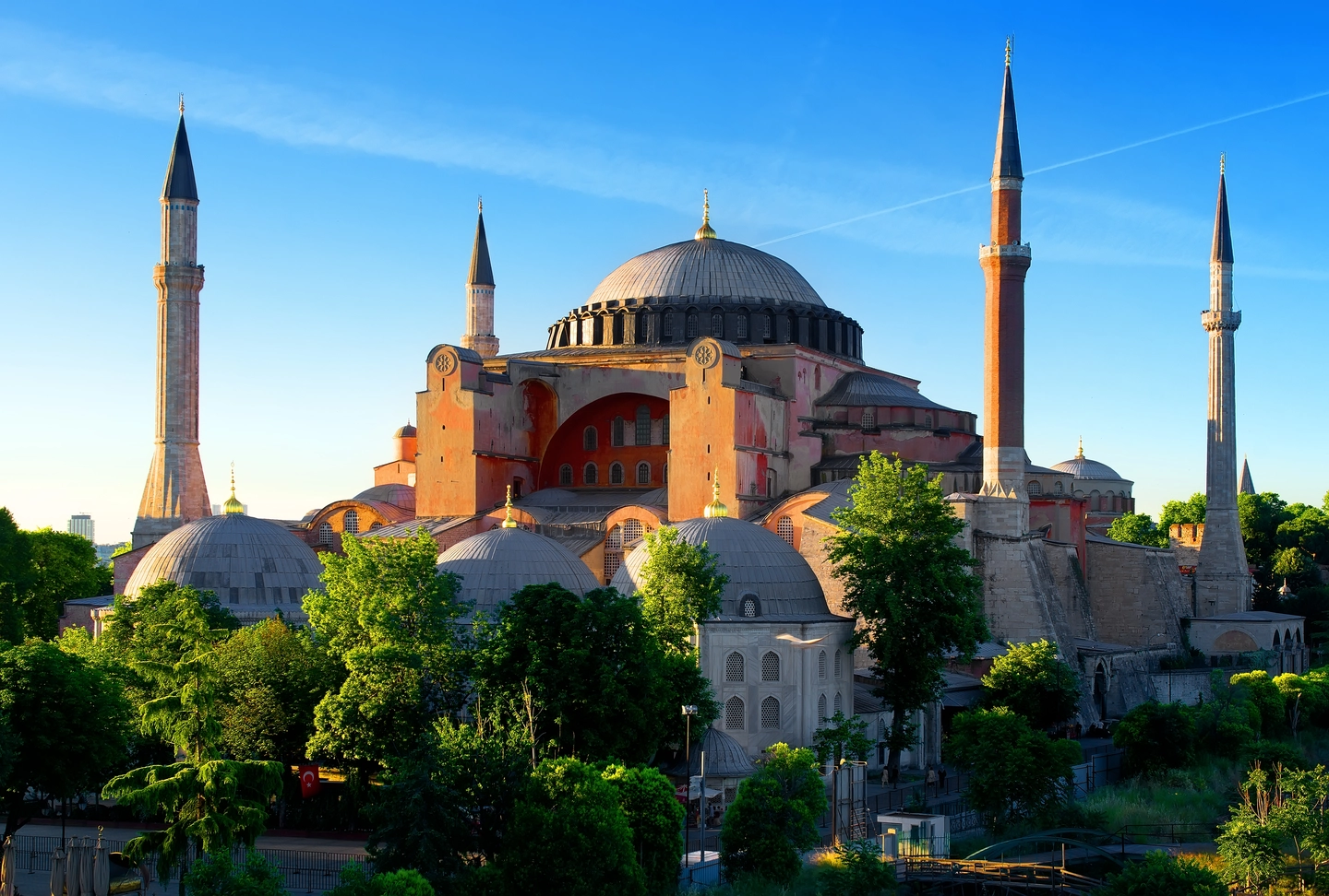 Hagia Sophia exterior view in summer with blue sky